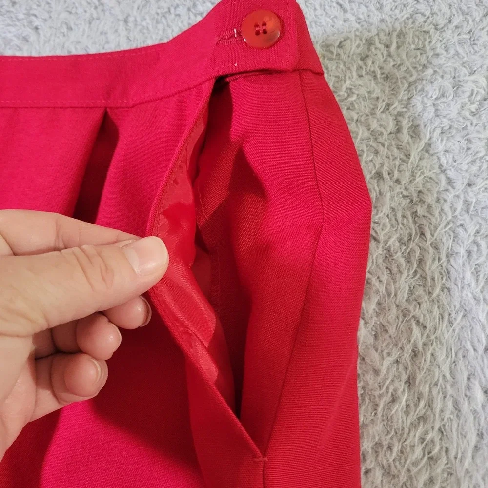 Pendleton Midi Skirt Womens 16 Bright Red Twill‎ Preppy Academia Vintage